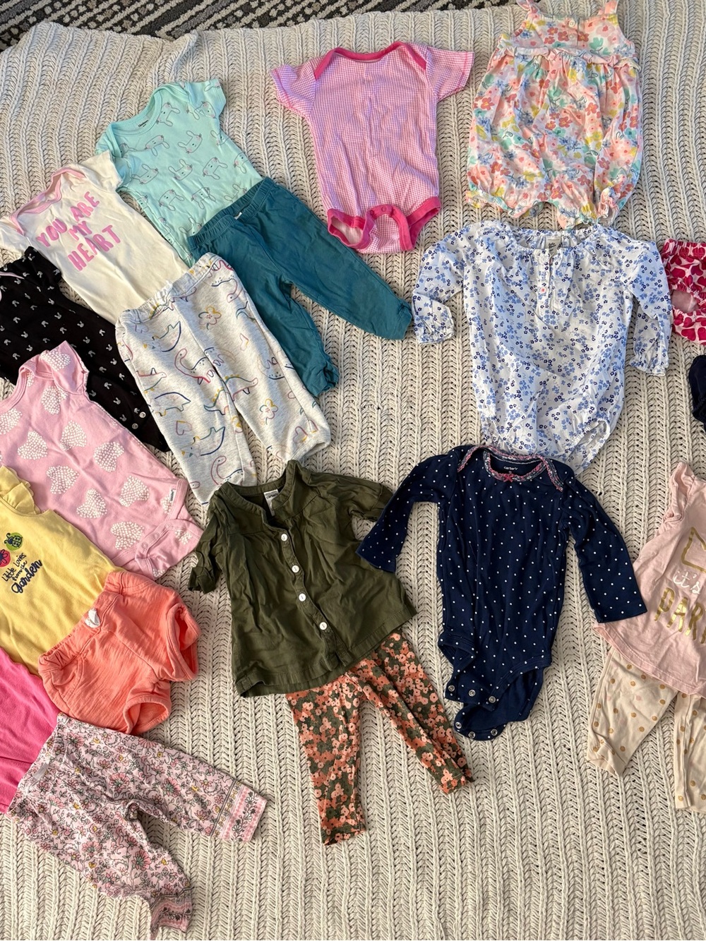 Mixed Baby Girl Clothing Bundle - Multi-Color Onesies & Outfits 9M
